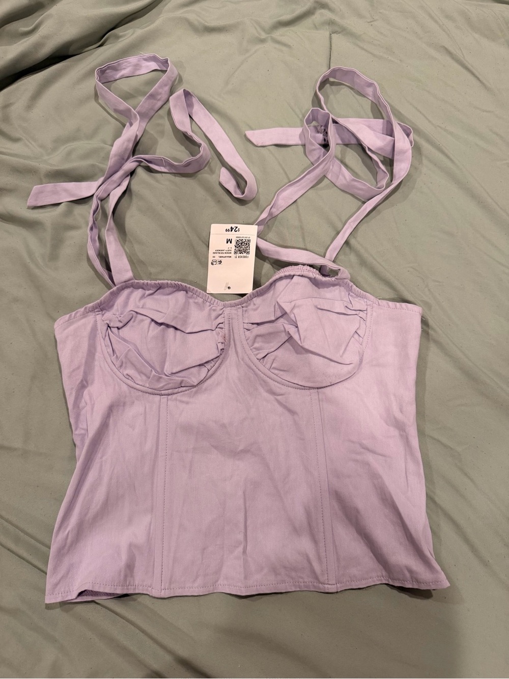 Forever 21 Lavender Tie-Strap Bustier Top